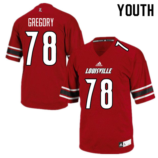 Youth #78 Jackson Gregory Louisville Cardinals College Football Jerseys Sale-Red - Click Image to Close